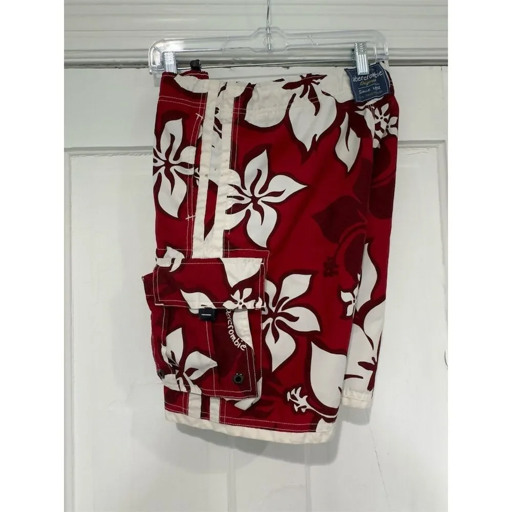 Abercrombie‎ Men's Red Floral Board Swim Shorts Size L